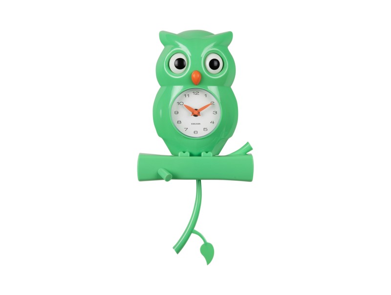 present time Wall Clock Owl Pendulum - KA5965BG Bright green