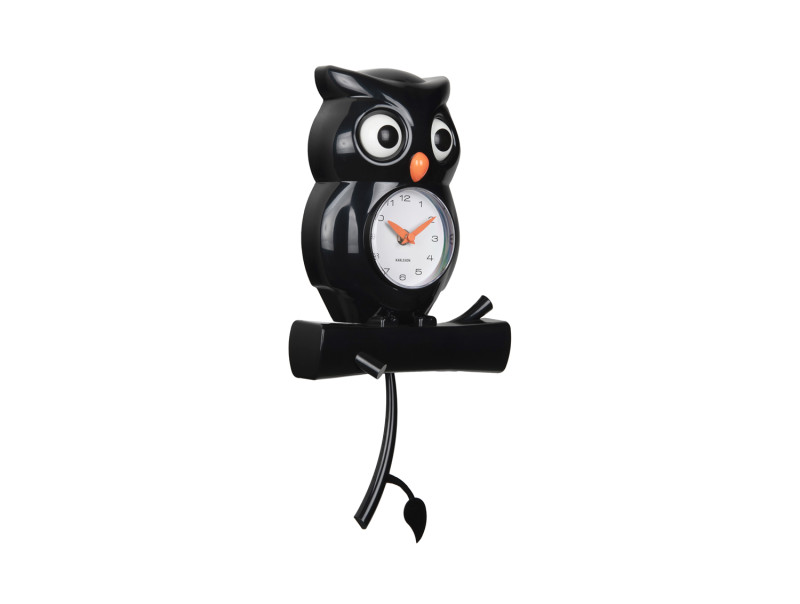 Present Time Wall Clock Owl Pendulum - KA5965BK Black
