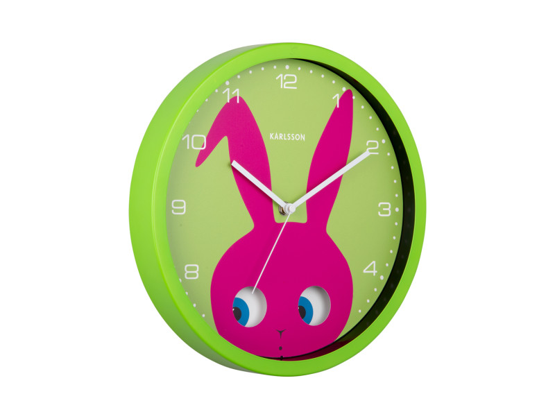 Present Time Wall Clock Peekaboo Bunny - KA5997DG Dark Green