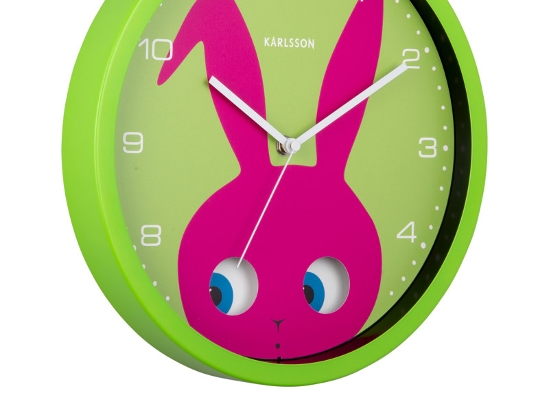 Present Time Wall Clock Peekaboo Bunny - KA5997DG Dark Green