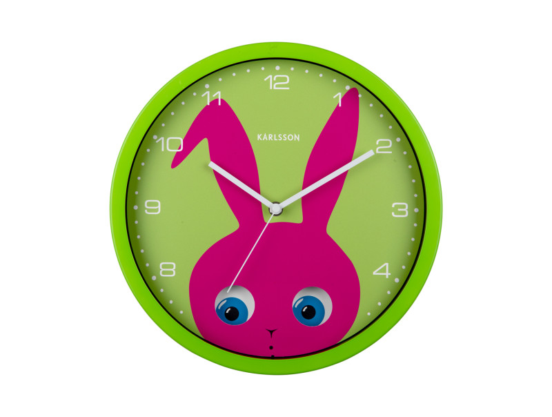 present time Wall Clock Peekaboo Bunny - KA5997DG Dark green