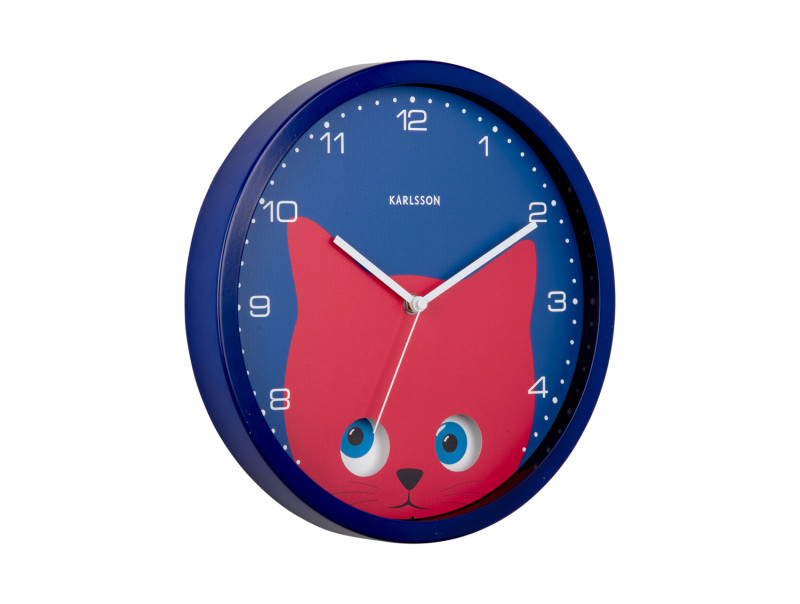 Present Time Wall Clock Peekaboo Cat - KA5997DB Dark Blue