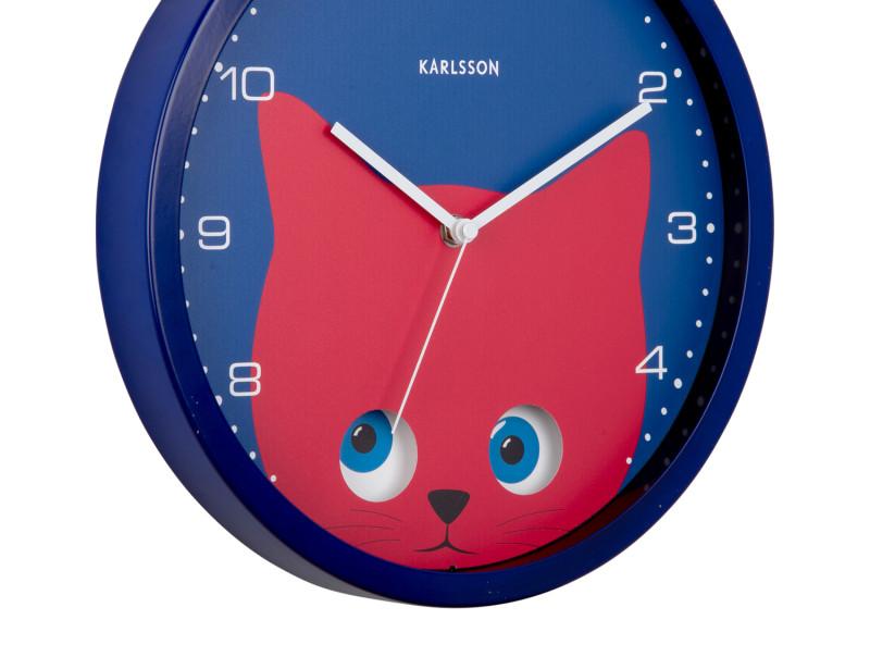 Present Time Wall Clock Peekaboo Cat - KA5997DB Dark Blue