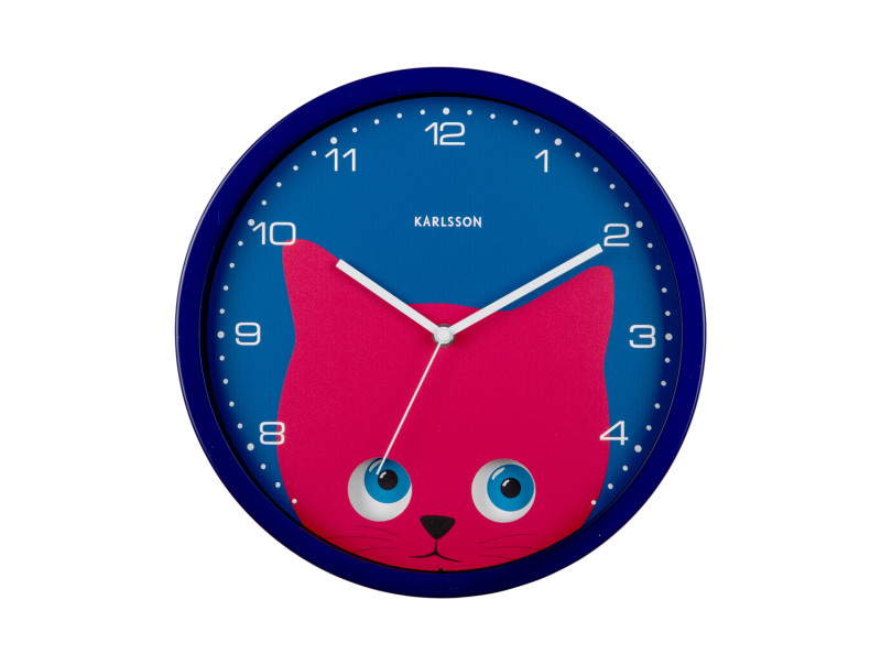 present time Wall Clock Peekaboo Cat - KA5997DB Dark blue
