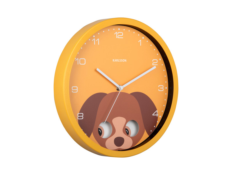 Present Time Wall Clock Peekaboo Dog - KA5997YE Yellow