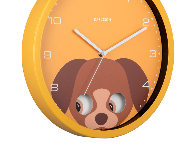 Present Time Wall Clock Peekaboo Dog - KA5997YE Yellow