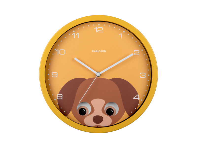 present time Wall Clock Peekaboo Dog - KA5997YE Yellow
