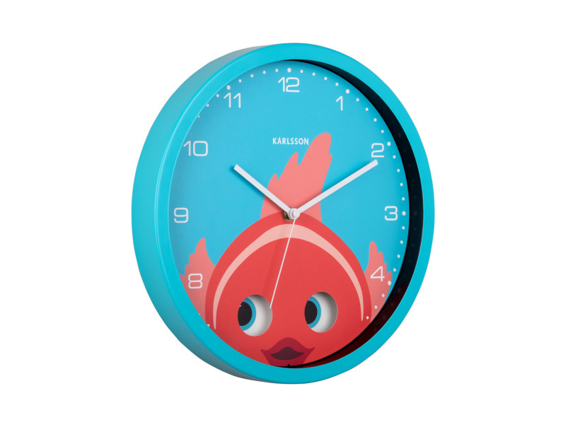 Present Time Wall Clock Peekaboo Goldfish - KA5997LB Light Blue