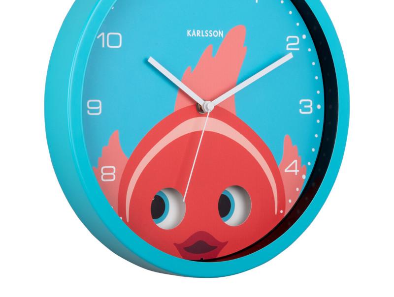 Present Time Wall Clock Peekaboo Goldfish - KA5997LB Light Blue