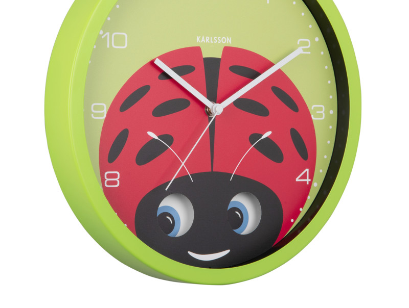 Present Time Wall Clock Peekaboo Ladybug - KA5997GR Green