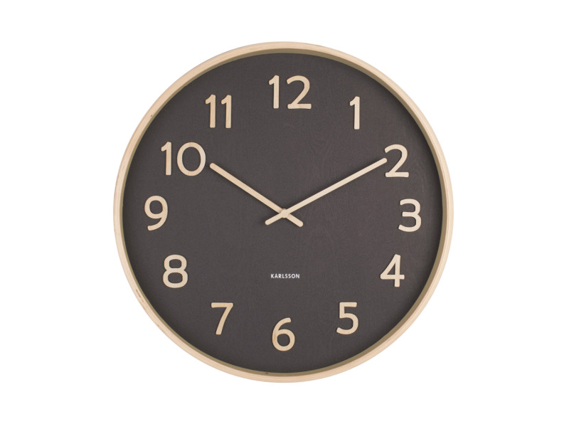 Present Time Wall Clock Pure Wood Grain Medium - KA5852BK Black