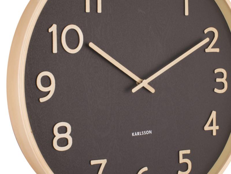 Present Time Wall Clock Pure Wood Grain Medium - KA5852BK Black