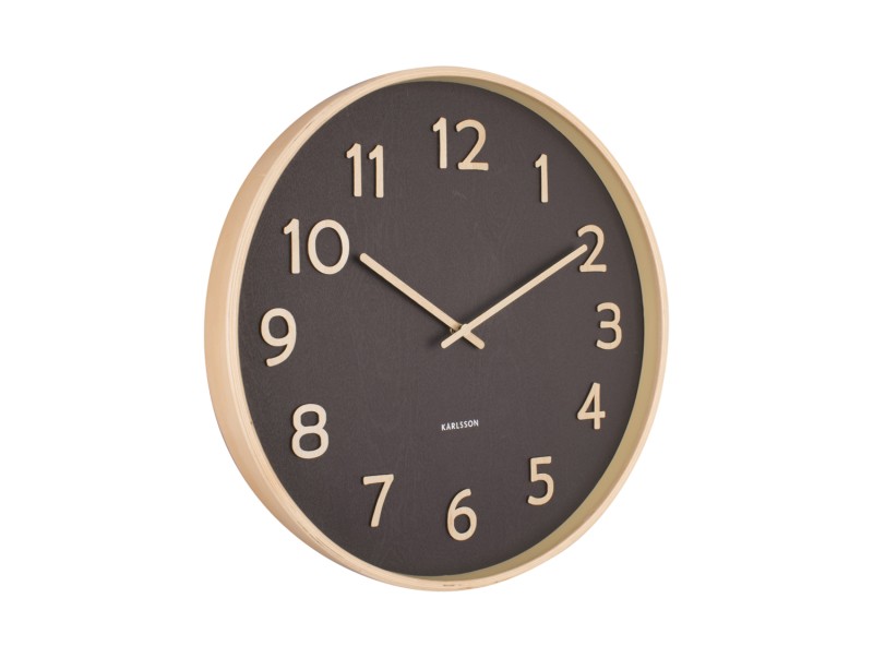 present time Wall Clock Pure Wood Grain Medium - KA5852BK Black