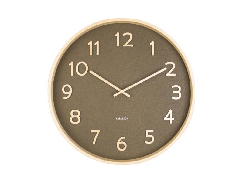 Present Time Wall Clock Pure Wood Grain Medium - KA5852MG Moss Green