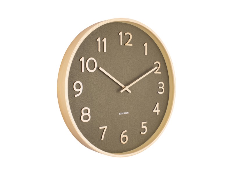 present time Wall Clock Pure Wood Grain Medium - KA5852MG Moss green
