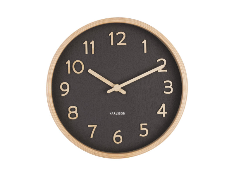 Present Time Wall Clock Pure Wood Grain Small - KA5851BK Black