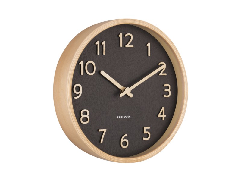 present time Wall Clock Pure Wood Grain Small - KA5851BK Black