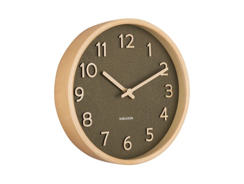 Present Time Wall Clock Pure Wood Grain Small - KA5851MG Moss Green