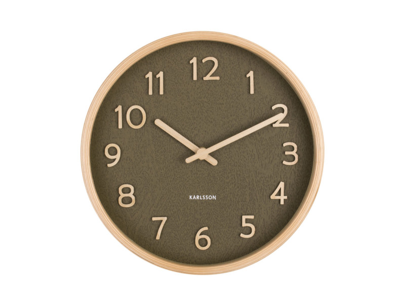 Present Time Wall Clock Pure Wood Grain Small - KA5851MG Moss Green