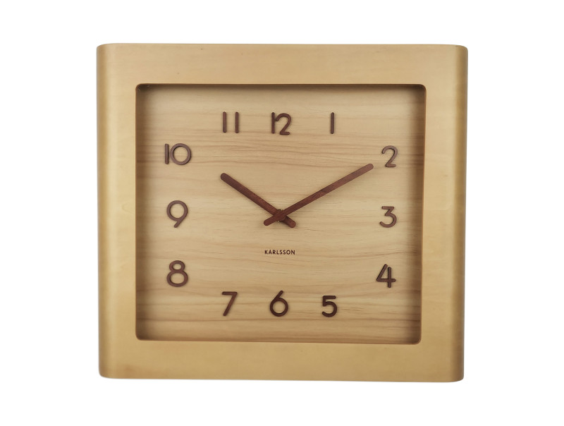 Present Time Wall Clock Sole Squared Frame - KA5959WD Light Wood
