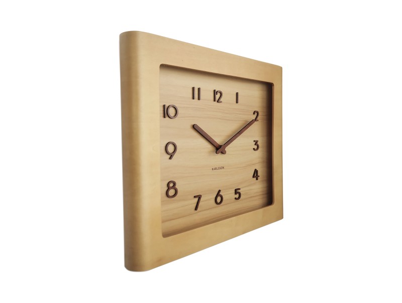 present time Wall Clock Sole Squared Frame - KA5959WD Light wood