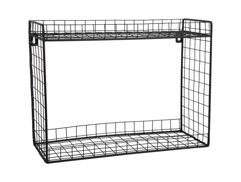Present Time Wall Rack Reja Double Layer - PT4257BK Black
