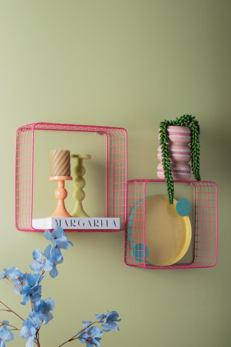 Present Time Wall Rack Set Reja - PT4258BP Bright Pink