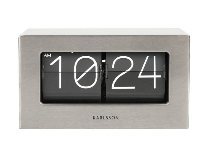 present time Wall/Table Clock Boxed Flip - KA5620ST Brushed steel