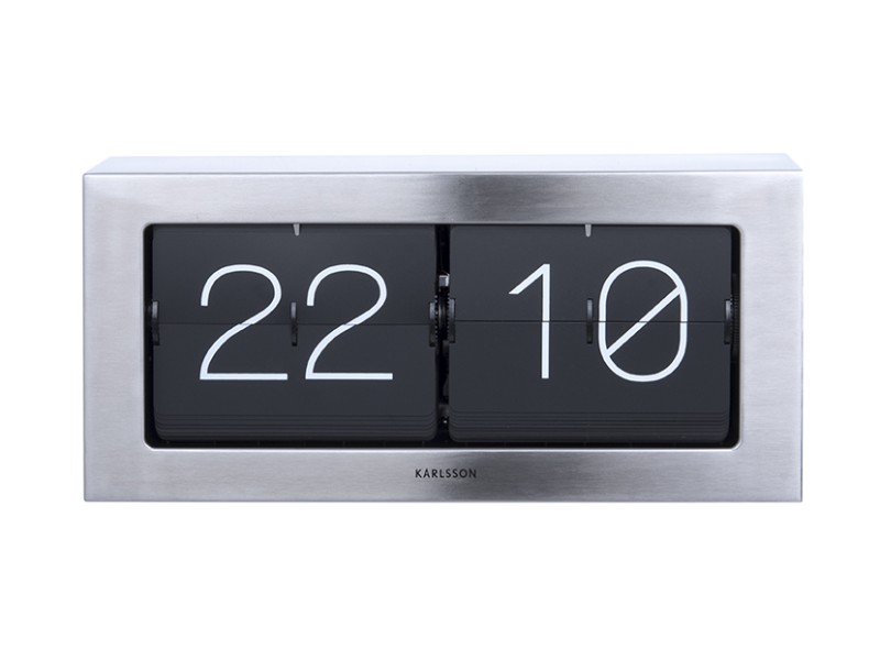 present time Wall/Table Clock Boxed Flip XL - KA5642ST Brushed steel