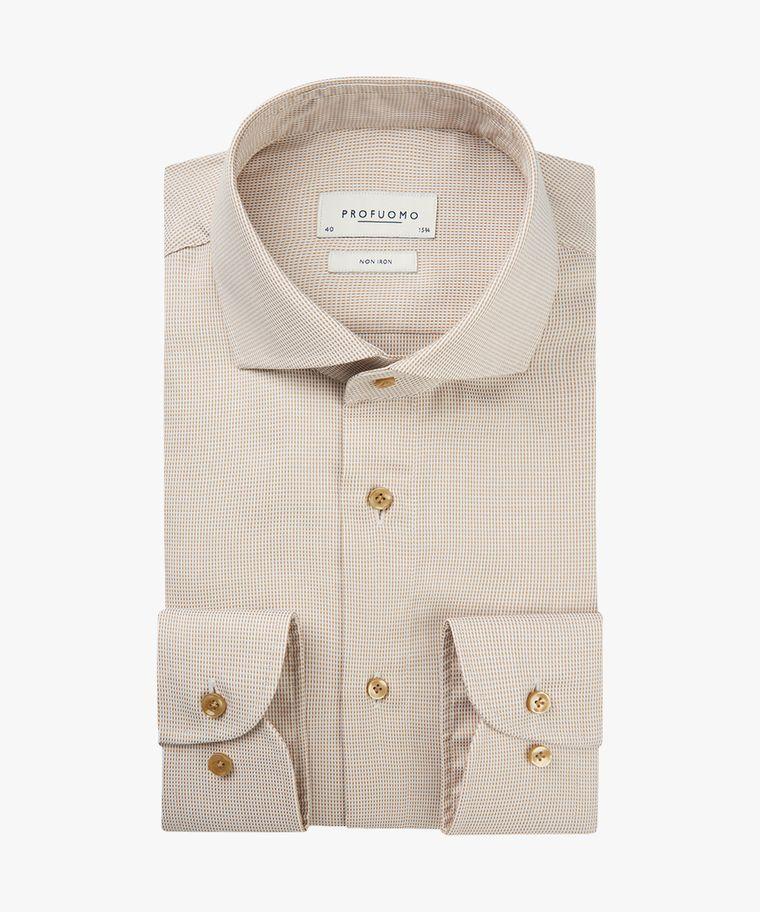 profuomo Beige dobby overhemd