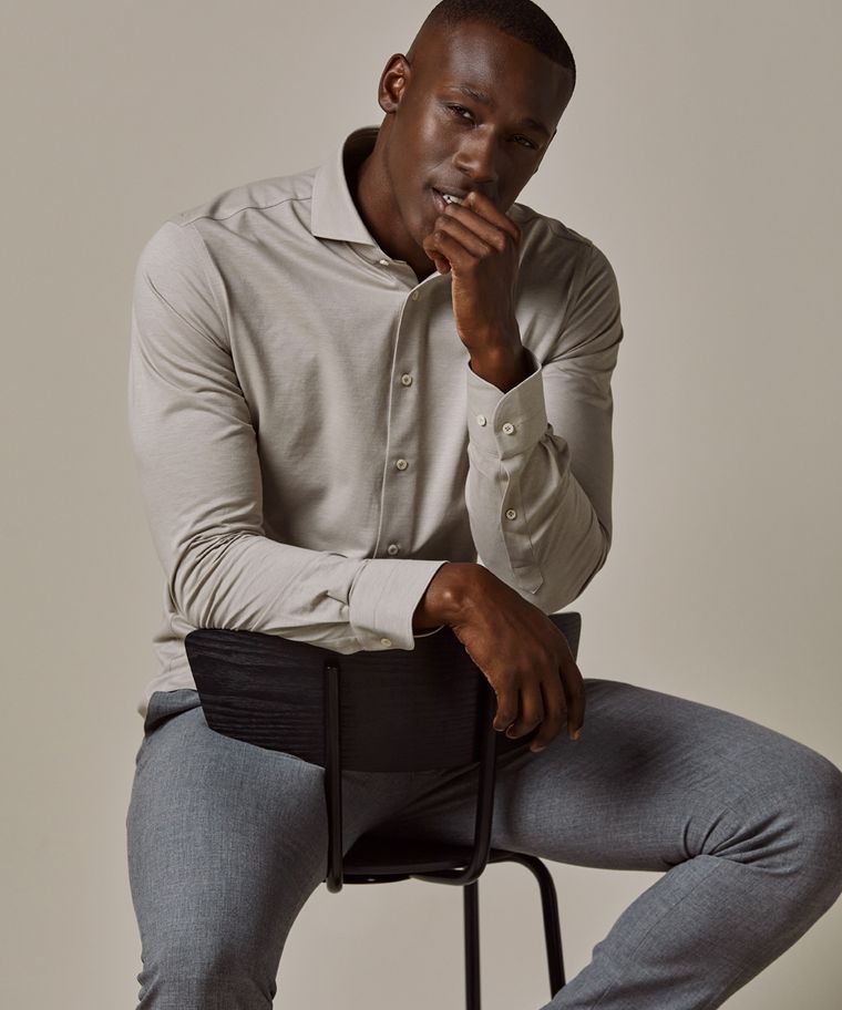 Profuomo Beige Japanese Knitted Overhemd