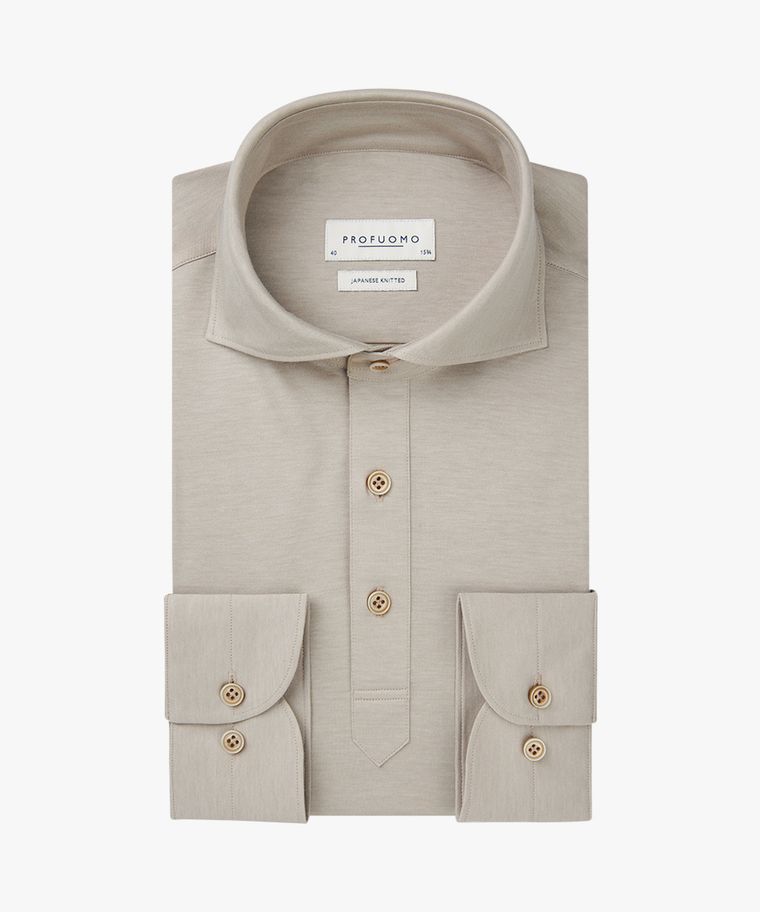 profuomo Beige japanese knitted polo shirt
