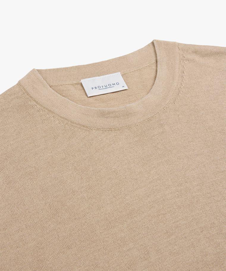 Profuomo Beige Katoen-linnen T-shirt
