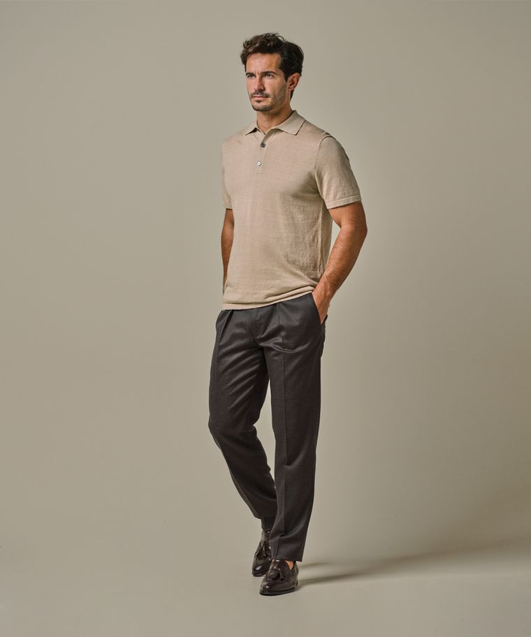 profuomo Beige linnen-katoen polo