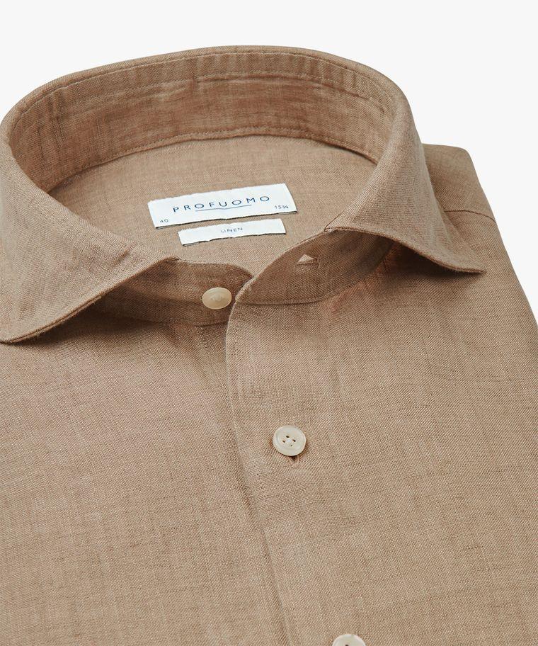 Profuomo Beige Linnen Overhemd