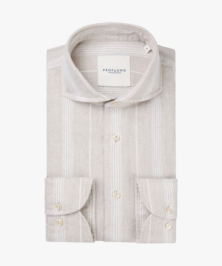 profuomo Beige linnen overhemd