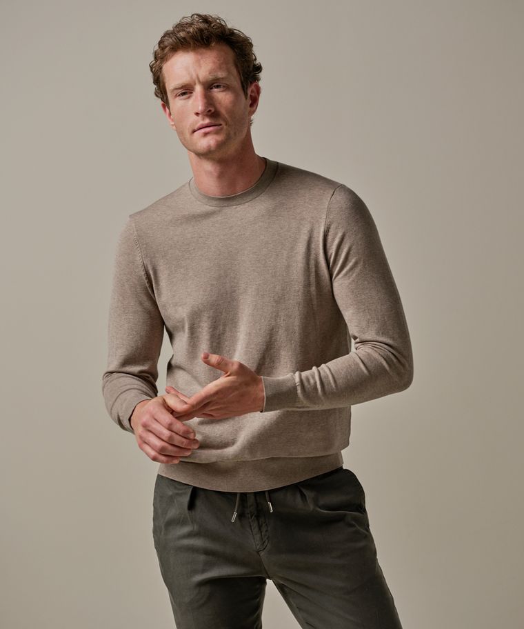 Profuomo Beige Luxury Basic Crewneck