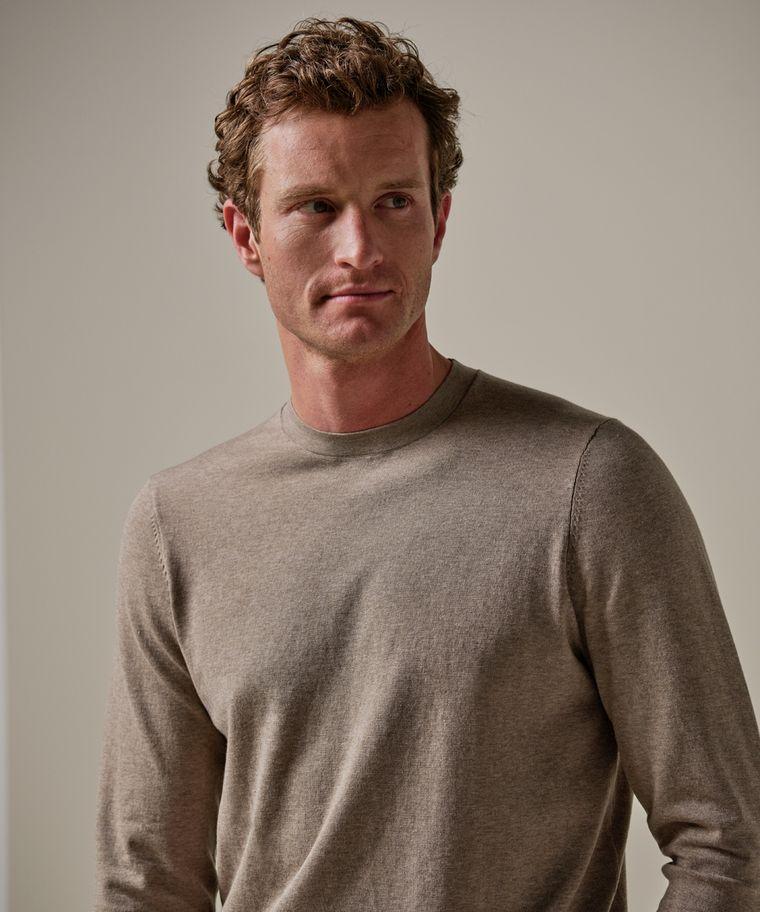 Profuomo Beige Luxury Basic Crewneck