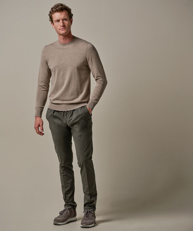 profuomo Beige luxury basic crewneck