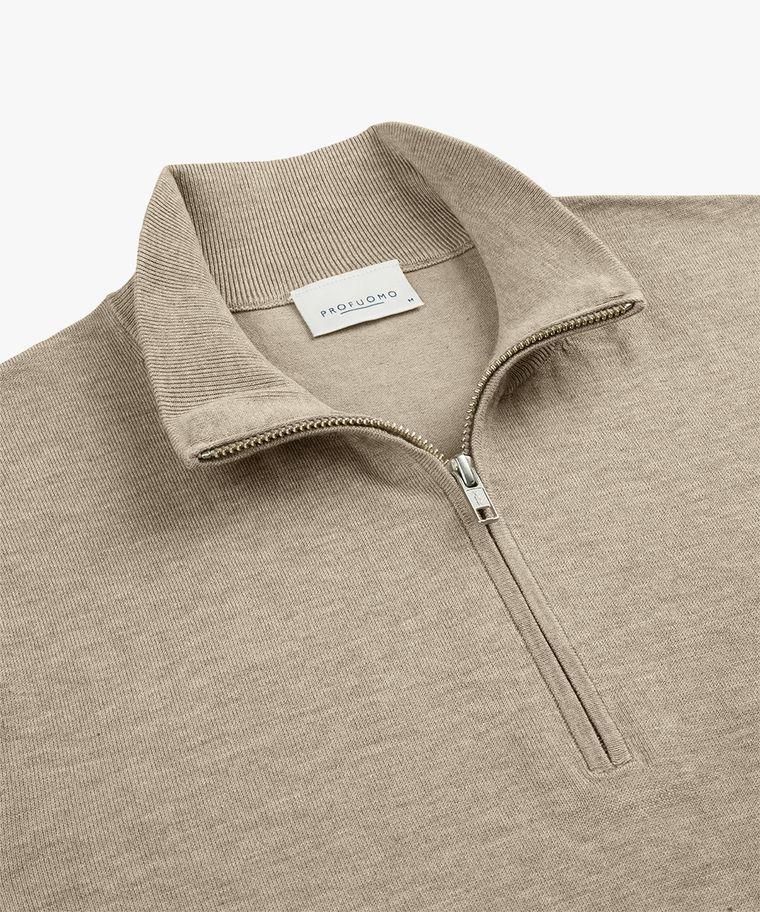 Profuomo Beige Luxury Basic Half Zip
