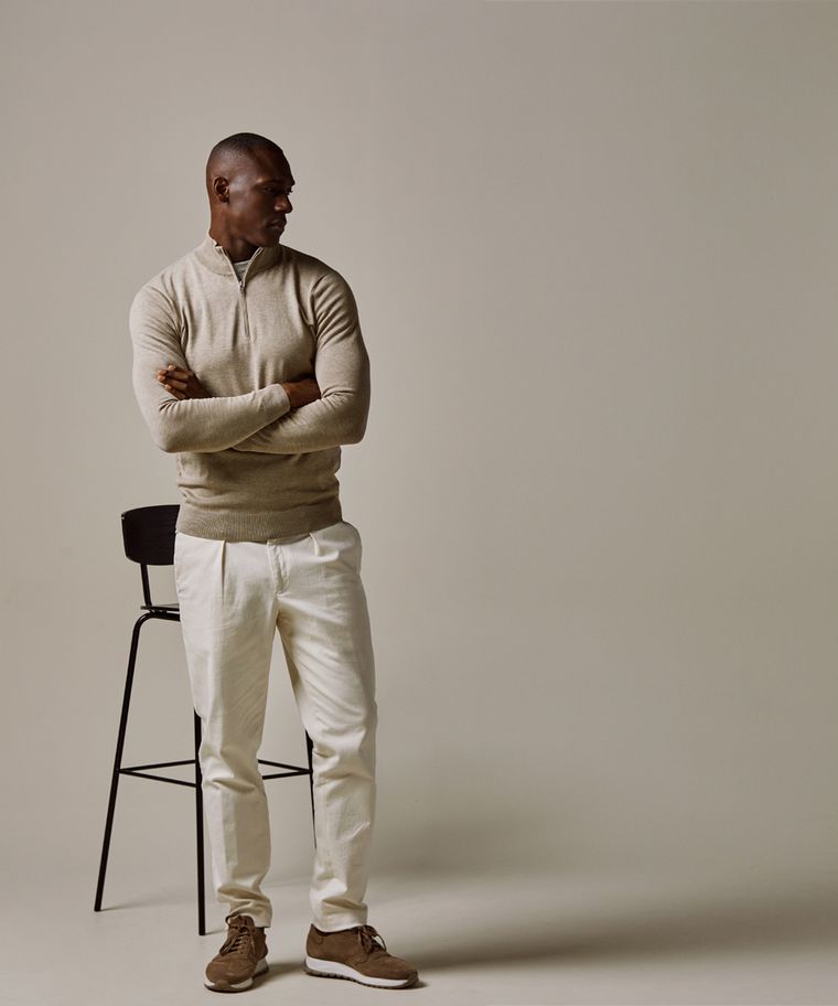 profuomo Beige luxury basic half zip