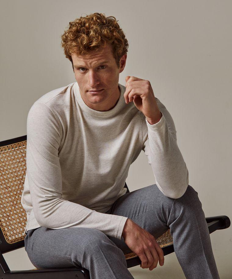 Profuomo Beige Melange Longsleeve T-shirt