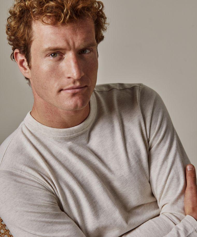 Profuomo Beige Melange Longsleeve T-shirt