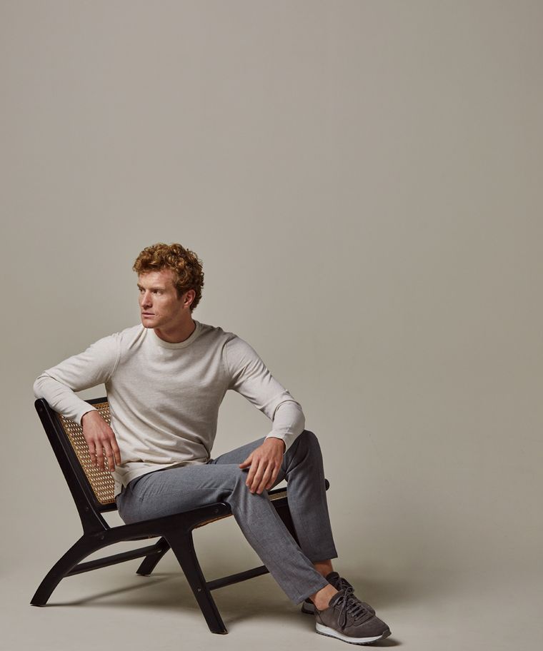 profuomo Beige melange longsleeve t-shirt