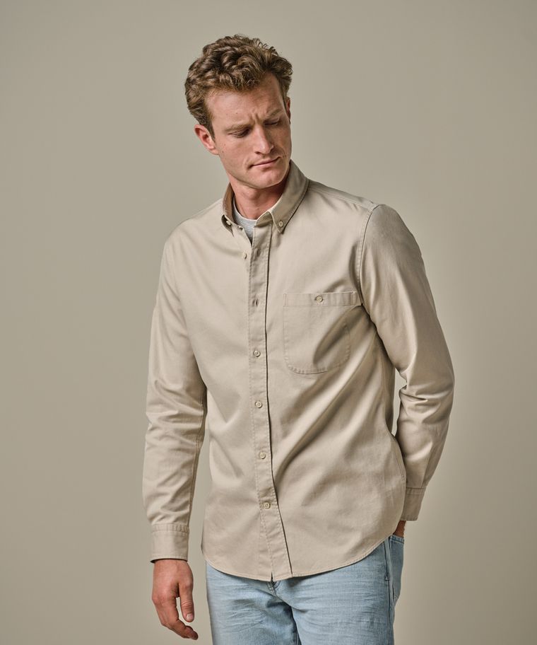 Profuomo Beige Relaxed Fit Overhemd
