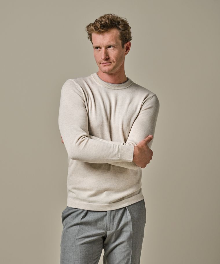 Profuomo Beige Wol Mix Crewneck