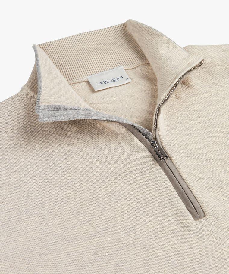 Profuomo Beige Wol Mix Half Zip