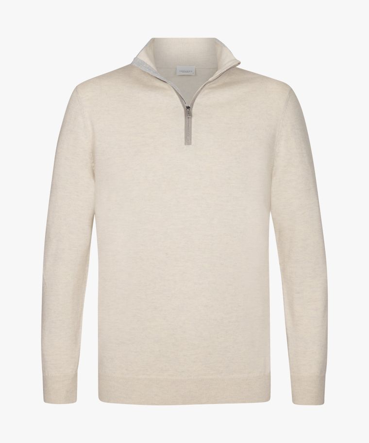 Profuomo Beige Wol Mix Half Zip