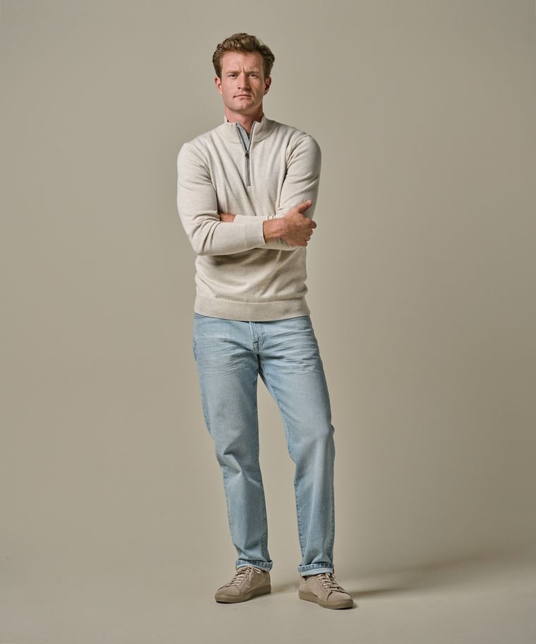 profuomo Beige wol mix half zip