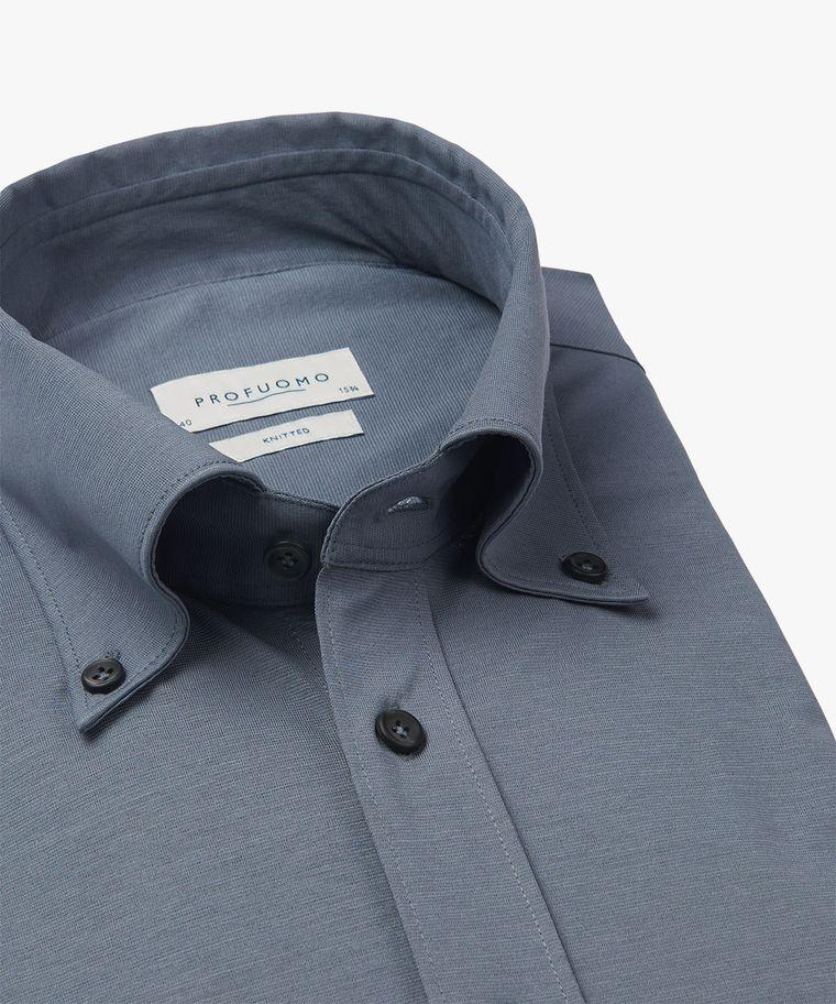Profuomo Blauw Cool Cotton Knitted Overhemd